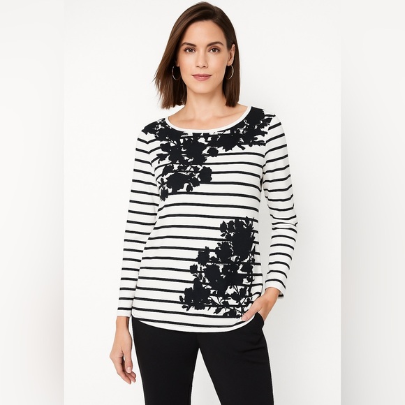 Chico's Tops - Chico's Black and White‎ Graphic Long Sleeve Blouse